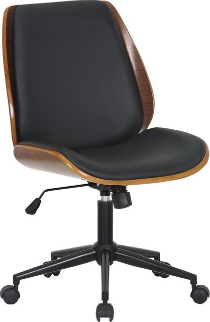 CLP Bürostuhl Mitch Ergonomisch mit Holzschale, höhenverstellbarer Drehstuhl für Home Office und Büro in Schwarz oder Braun - Bild 1