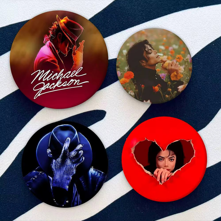 52TOYS Brosche Michael Jackson, Runde Anstecknadel, Weißblech - Bild 2