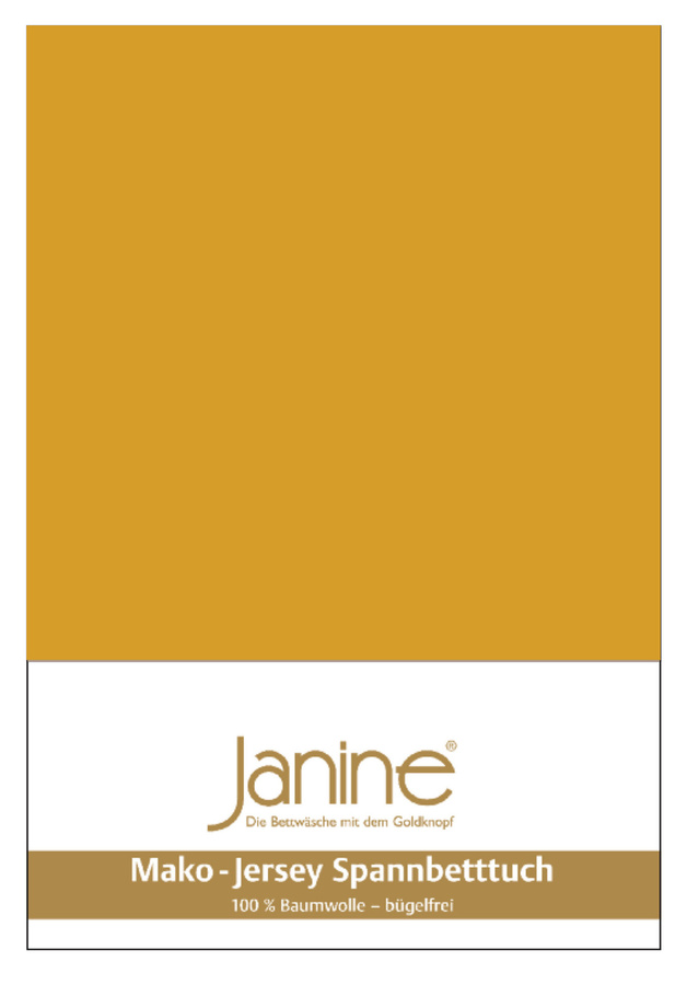 Janine Mako Jersey Spannbetttuch Bettlaken aus Baumwolle, Farbe: Honiggold - Bild 1
