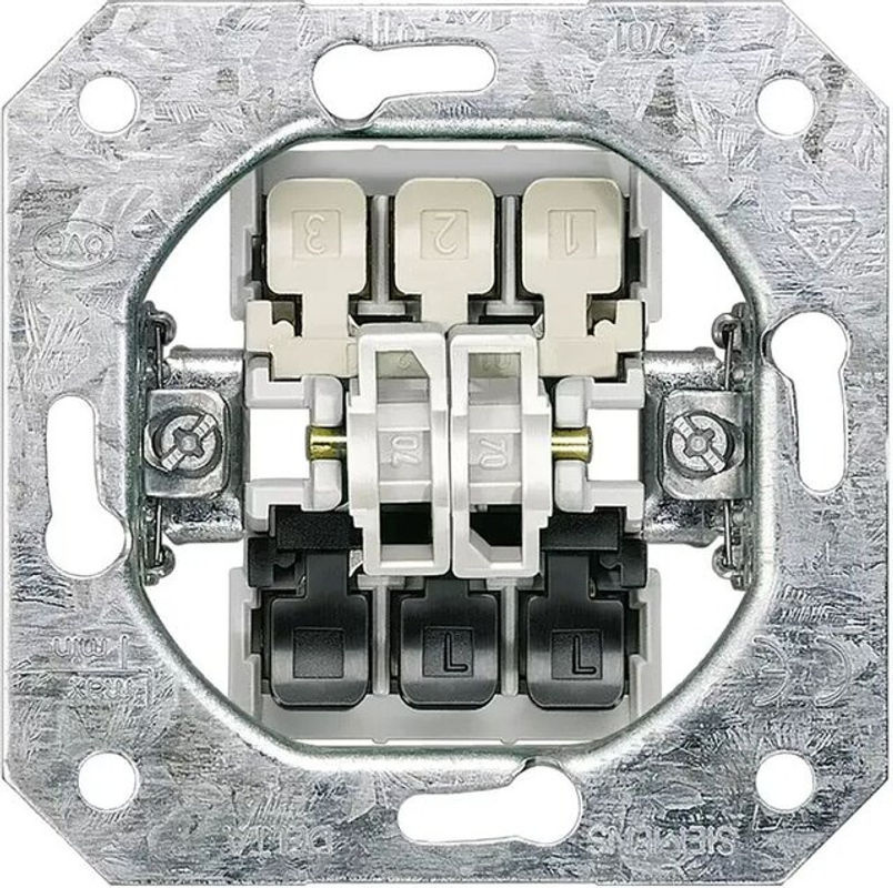 Siemens DELTA Doppeltaster UP-Einsatz in Weiß, 1S 1Ö/1S 10A 250V, 5TD2115 - Bild 2
