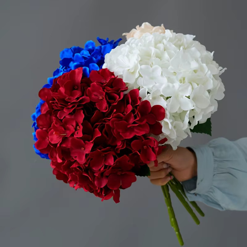WQNJIN Kunstblumen Hortensie als Wanddekoration in Blau und Multicolour für Hochzeit und Zuhause - Bild 1