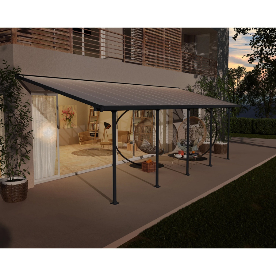Palram Canopia Feria Terrassenüberdachung Anthrazit mit integrierten Regenrinnen und Verankerungsstangen B: 850 cm, T: 295 cm, H: 260-305 cm - Bild 2