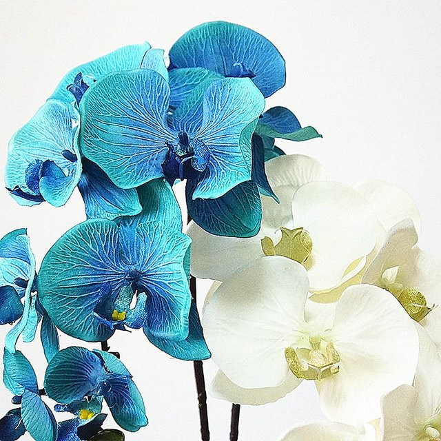 Künstliche Orchidee Phalaenopsis von OutsideWorld in Blau mit 10 Köpfen für deine Tischdekoration - Bild 1