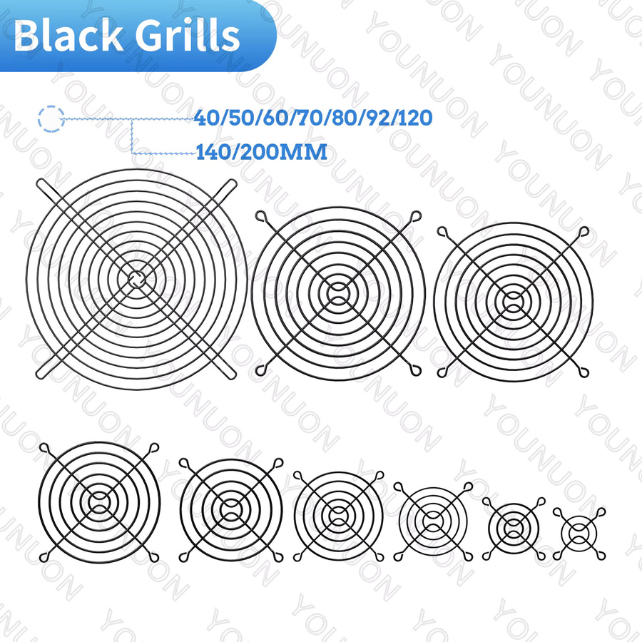 YOUNUON Metall Mesh Lüfterschutzgitter Set für Computergehäuse in Schwarz oder Silber, verschiedene Größen: 60mm, 80mm, 90mm, 92mm, 120mm, 140mm - Bild 2