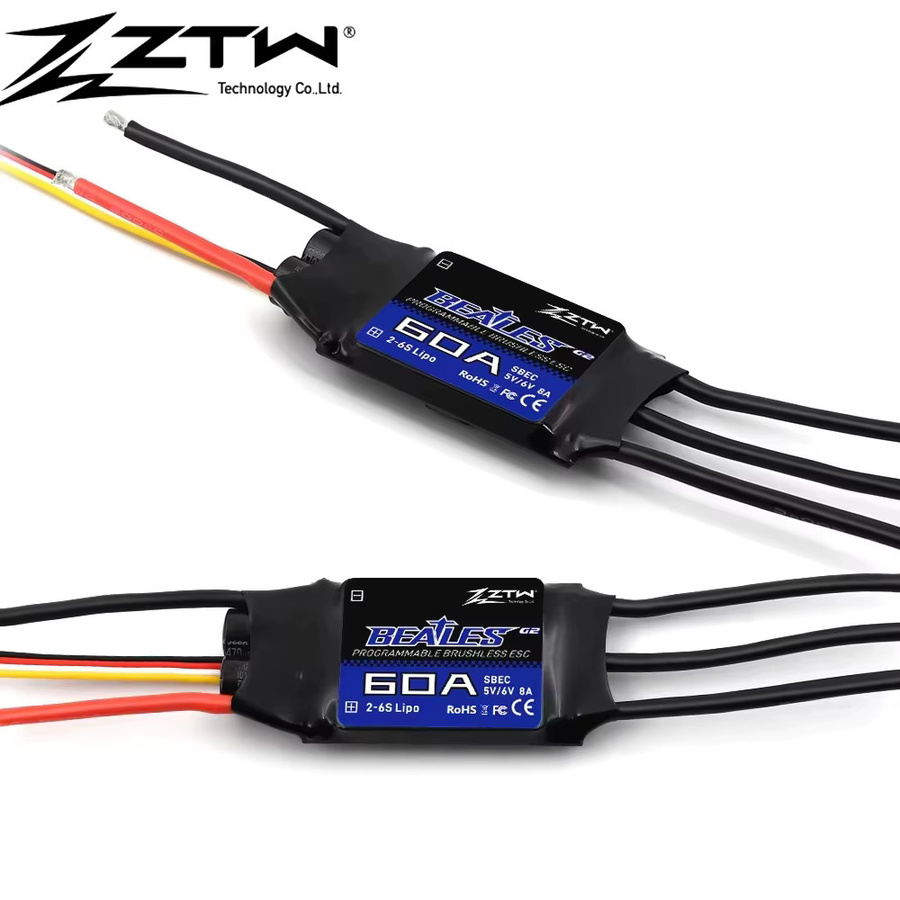 ZTW Beatles G2 Brushless Drehzahlregler mit 5,5V/4A oder 5,6V/8A SBEC für Flugzeuge in Schwarz - Bild 1