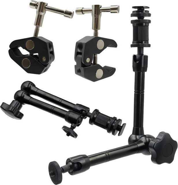 Gelenkarm aus Aluminium-Legierung in Schwarz mit Super-Klemme für DSLR-Rig, Kamera, LCD-Monitor und LED-Videobeleuchtung, 11 Zoll - Bild 1