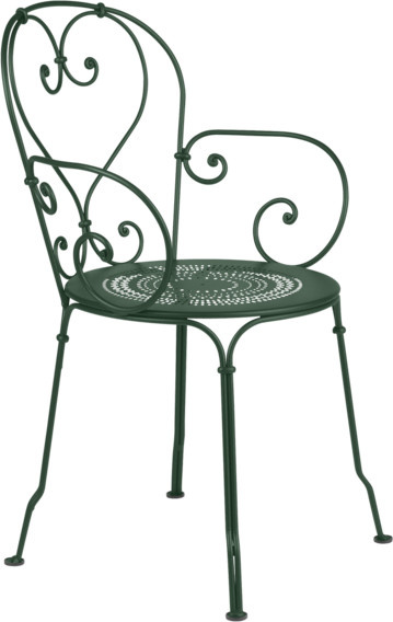 Fermob 1900 Sessel in Grün mit Armlehnen aus pulverbeschichtetem Metall im Art Nouveau Design - Bild 1