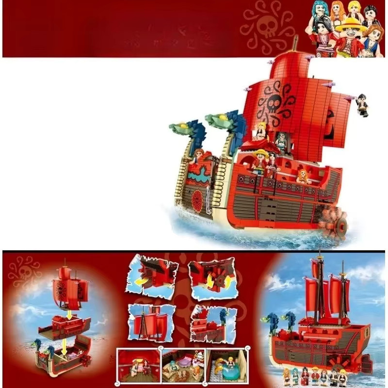 Hot Toys Rotes Tiermodell-Segelboot-Baustein-Spielzeug - Bild 4
