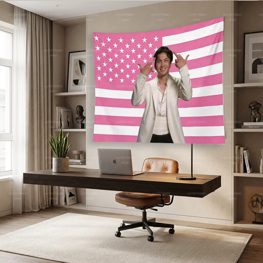 Hudson Williams Wandteppich mit amerikanischer Flagge in Rosa, moderner Wandbehang mit Grafikdesign - Bild 3
