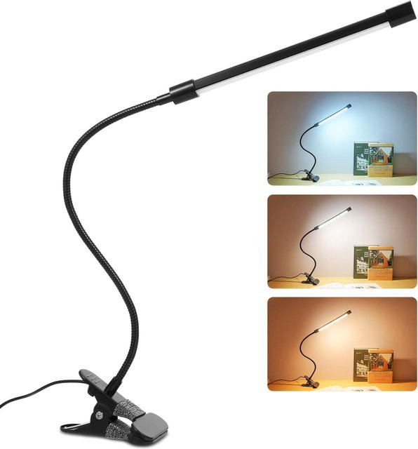 TOMTOP JMS LED Klemm-Schreibtischlampe mit 36 LEDs, USB-betrieben, dimmbar, 3 Farbtemperaturen und 10 Stufen, Schwarz - Bild 1