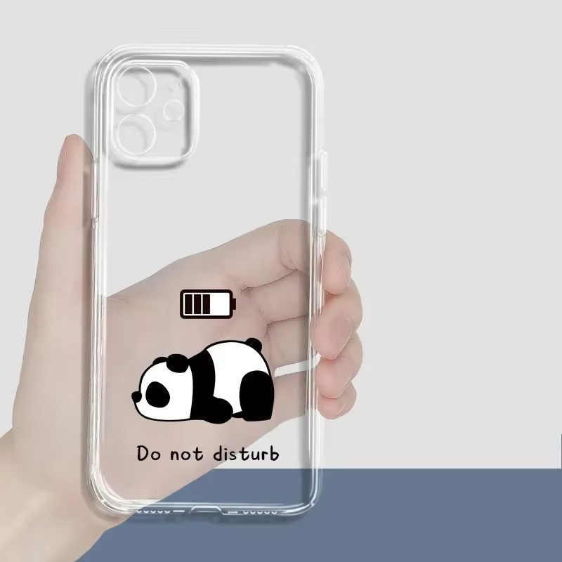 Remazy Handyhülle mit lustigem schlafendem Panda Design für iPhone 11 bis iPhone 17 Pro Max, transparentes Clear Cover mit niedlichem Tier-Motiv - Bild 1