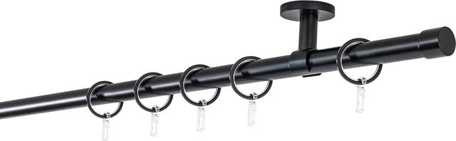 ONDECO Deckenträger Classic Rohr 1-läufig in Schwarz mit Endstück Cap, Länge: 270 cm, Durchmesser: 20 mm - Bild 1