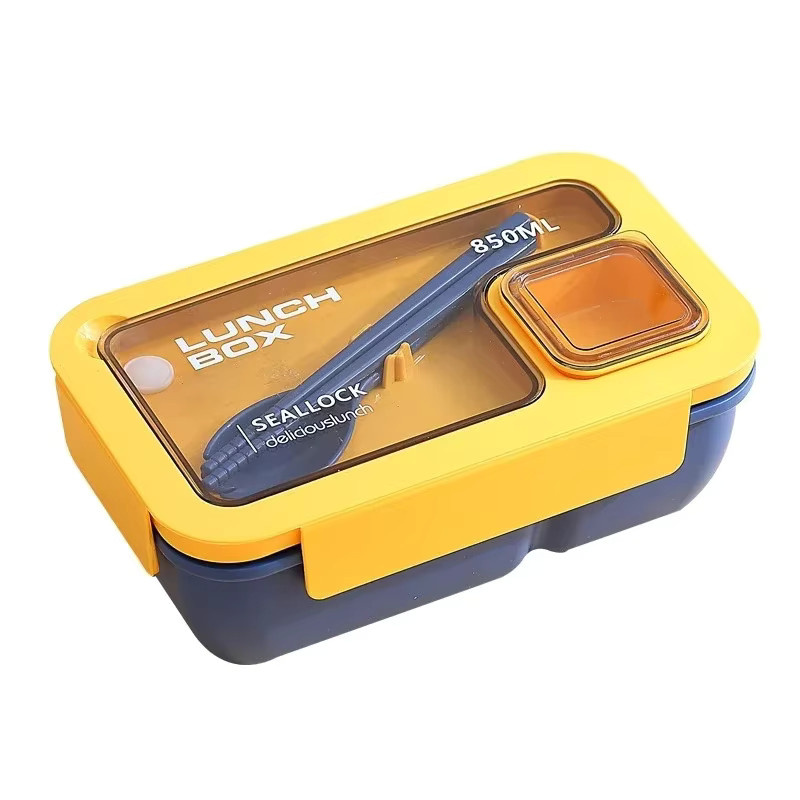 Tragbare Bento-Box Lunchbox mit Besteck in Grün, mikrowellengeeignet und aus Kunststoff - Bild 2