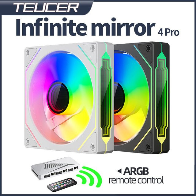 Teucer Infinite Mirror 4Pro PC-Gehäuselüfter PWM ARGB mit Fernbedienung 120 mm - Bild 1
