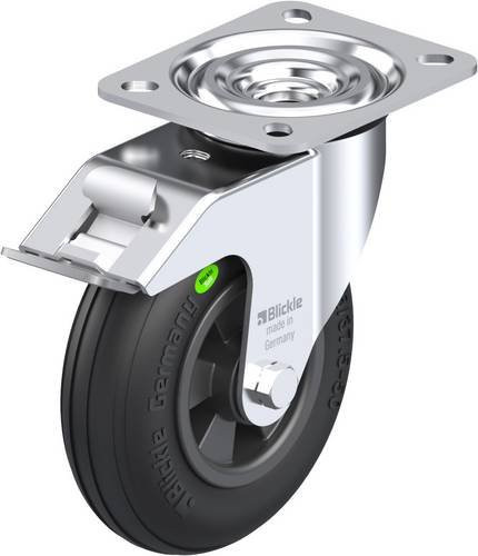 Blickle Lenkrolle L-VWPP 125R-FI mit Feststeller, Rad-Durchmesser: 12,5 cm, Tragfähigkeit: 50 kg, Farbe: Schwarz/Silber - Bild 1