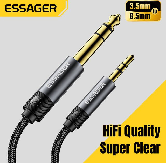 Essager Audio-Klinkenkabel 3,5 mm auf 6,5 mm in Grau für Computer, Laptop, Headsets und Verstärker - Bild 1