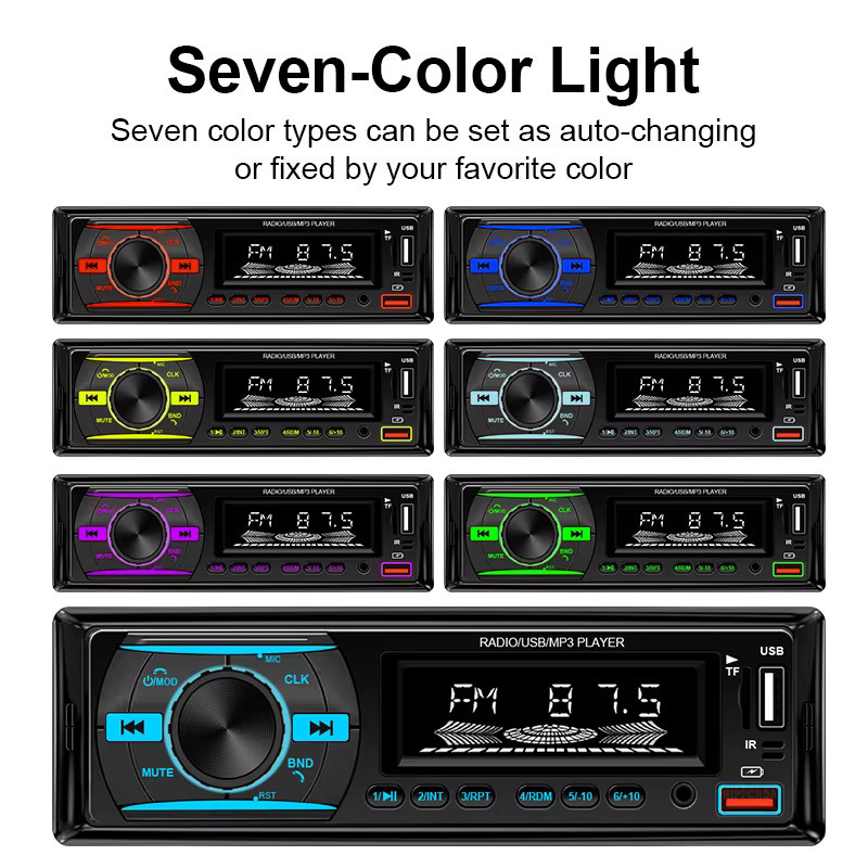 Hippcron 1 DIN Autoradio mit Bluetooth, FM, TF, AUX und Freisprecheinrichtung in Schwarz - Bild 4