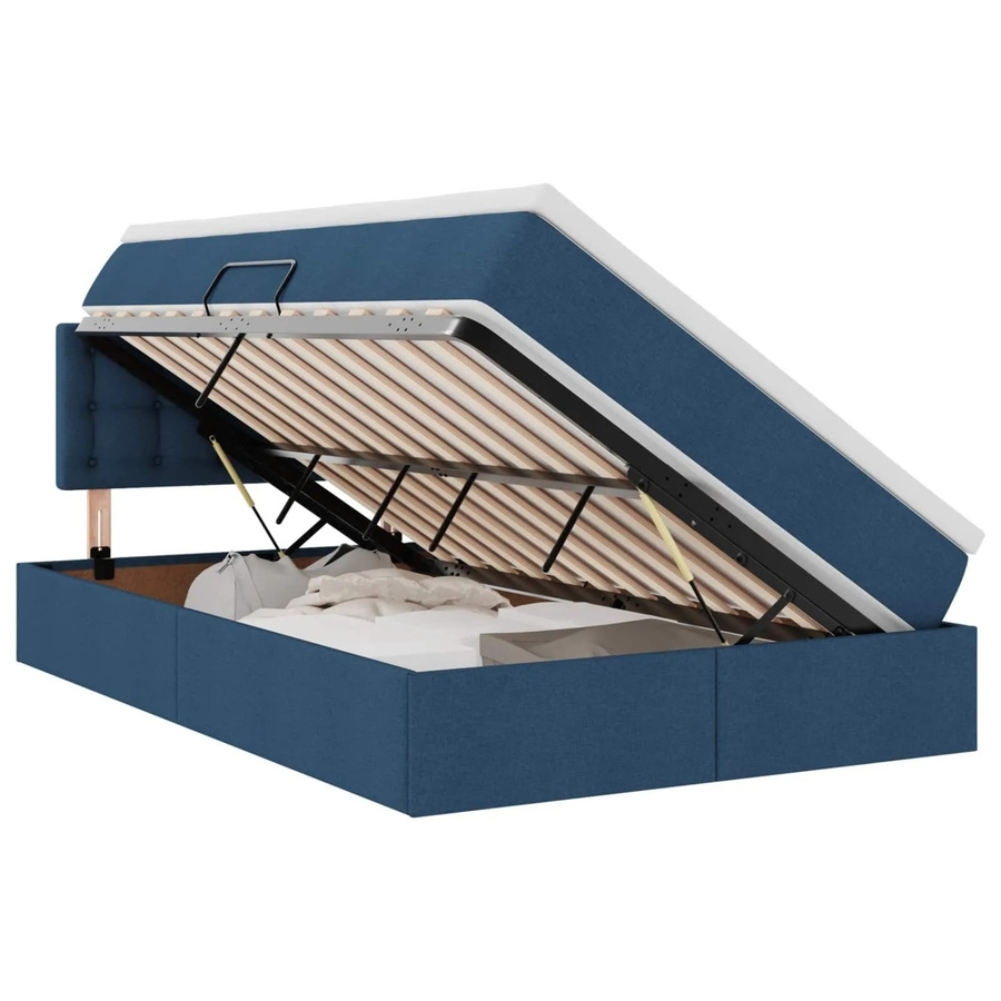 vidaXL Bett mit Stauraum und LED-Beleuchtung in Blau mit Matratze und USB-Anschluss, B: 120 cm, T: 194 cm, H: 88 cm - Bild 2