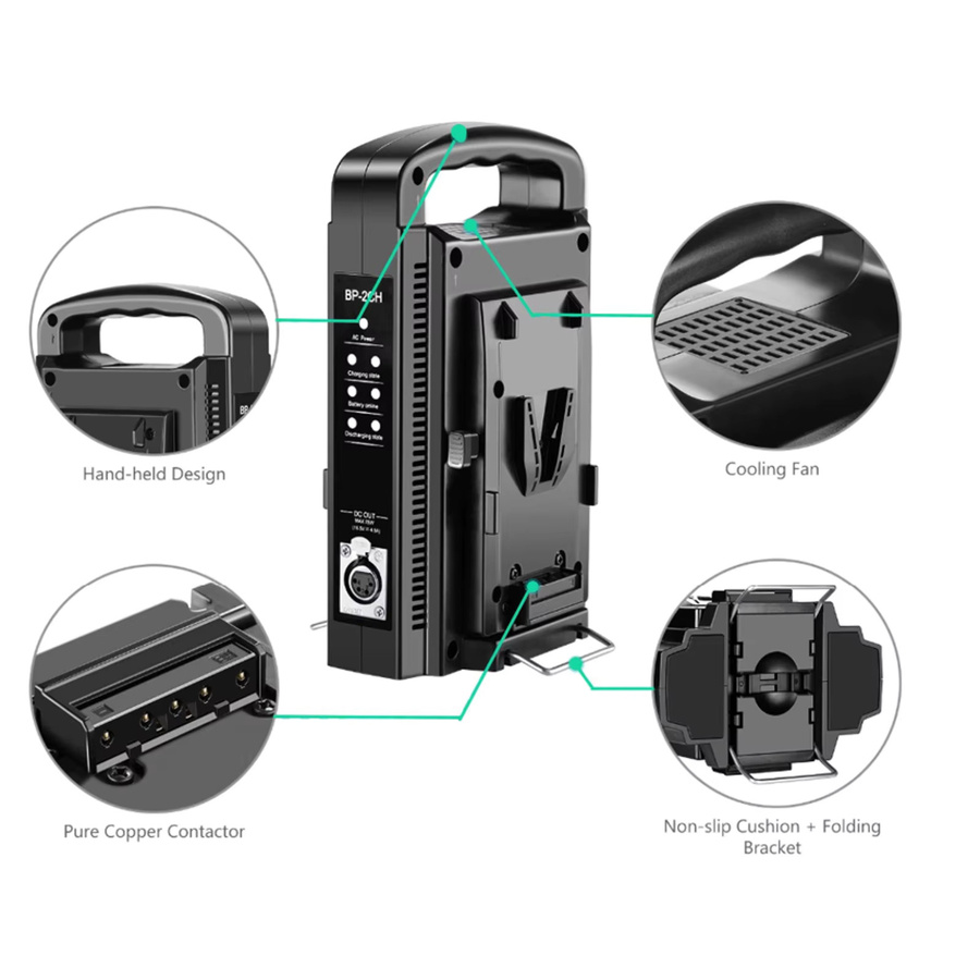 SmallRig Dual-Channel V-Mount Akkuladegerät in Schwarz für V-Lock Akkus - Bild 4