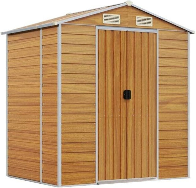 vidaXL Gartenhaus aus verzinktem Stahl in Braun B/H/T: 191 x 198 x 130 cm - Bild 1