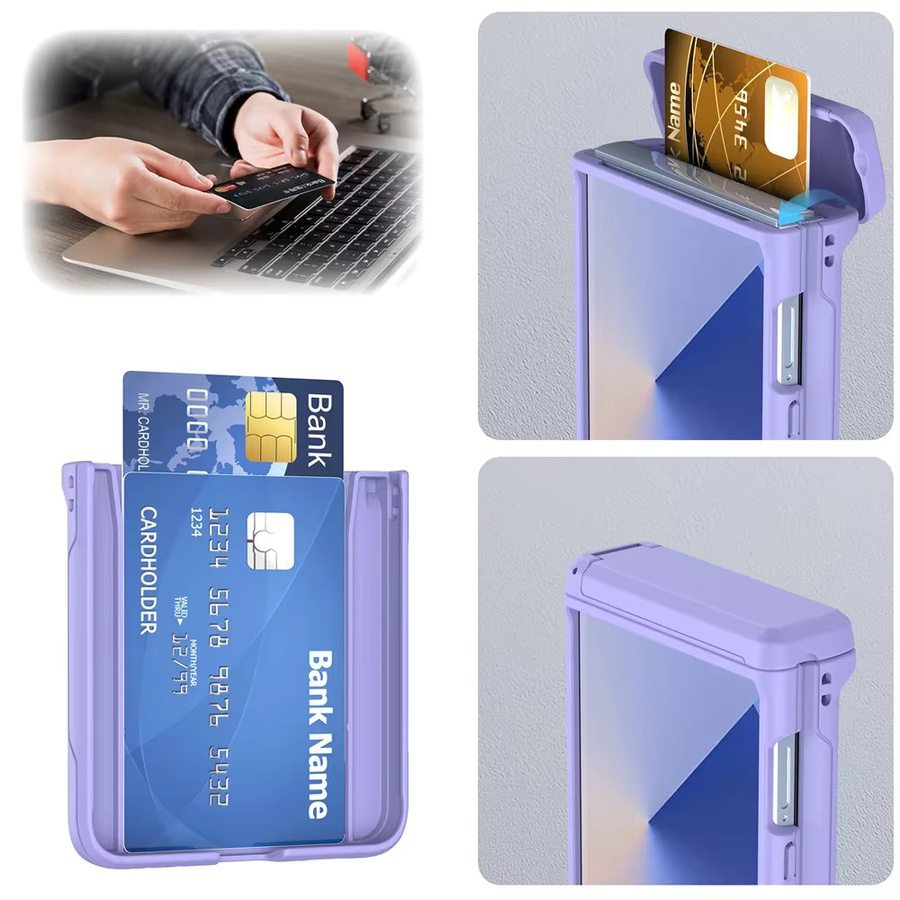 Harte Handyhülle mit Scharnierschutz und Kartenständer für Samsung Galaxy Z Flip 7 FE, Z Flip 6 und Z Flip 5 5G in Weiß und Lila - Bild 3