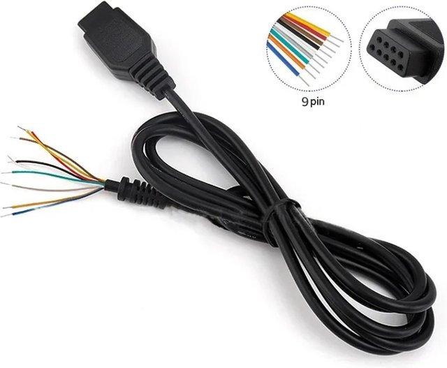 Sega Mega Drive 2 Controller Verlängerungskabel 9-Pin in Schwarz - Bild 1