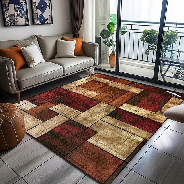 JGJG Moderner Geometrischer Teppich Abstrakt, Waschbar und Rutschfest, Mehrfarbig, B x T: 90 x 60 cm - Bild 1