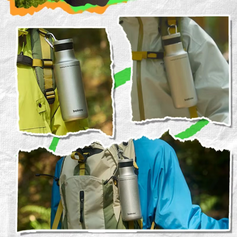 Bablov Thermos-Wasserflasche aus 316L Edelstahl in Silber, 480 ml, auslaufsichere Isolierflasche für Outdoor, Camping und Wandern - Bild 5