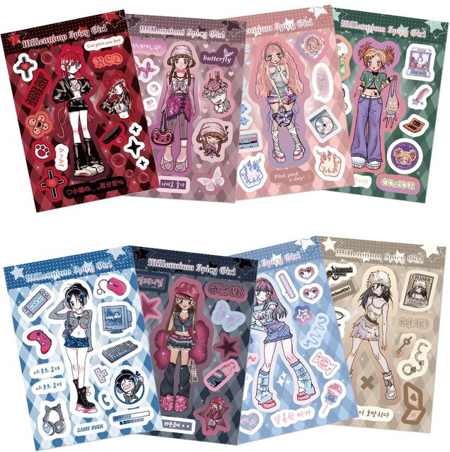 8er Set Millennium Girl Guka DIY Aufkleber von BulingBulingStickers Shop in Multicolour für Helm, Fahrrad und Schreibwaren - Bild 1