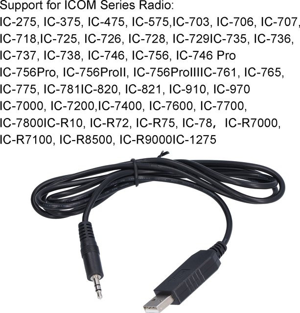 ICOM USB-CI-V-Kabel in Schwarz zur Synchronisierung von Signalsignalen und Daten für Kurzwellenradios - Bild 1