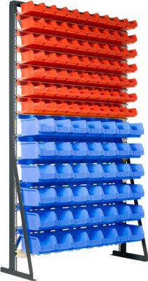 SSI Schäfer Ständerregal PROFI LF 211 & 42 PROFI LF 221, 1-seitig bestückbar mit 13 Reihen und 70 Sichtlagerkästen, Stahl, anthrazitgrau, B: 114,5 cm, T: 40,0 cm, H: 195,0 cm - Bild 1