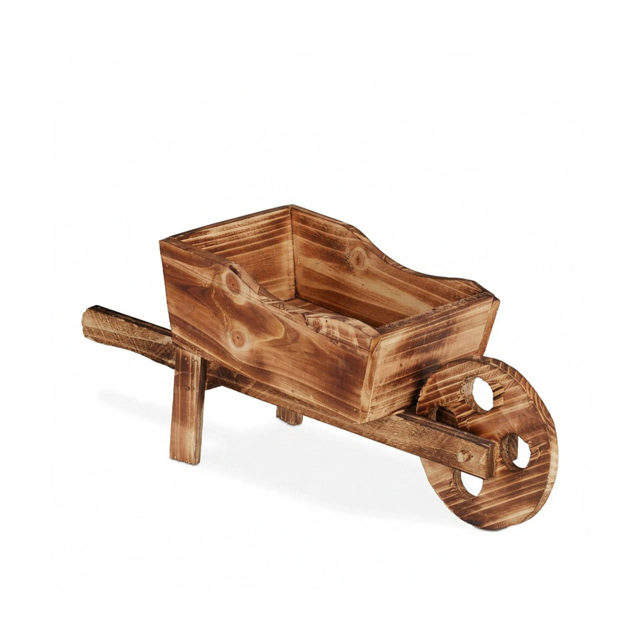 Relaxdays Pflanzschubkarre aus Holz in Braun im Vintage-Design, B/T/H: 47 x 19 x 15 cm - Bild 2