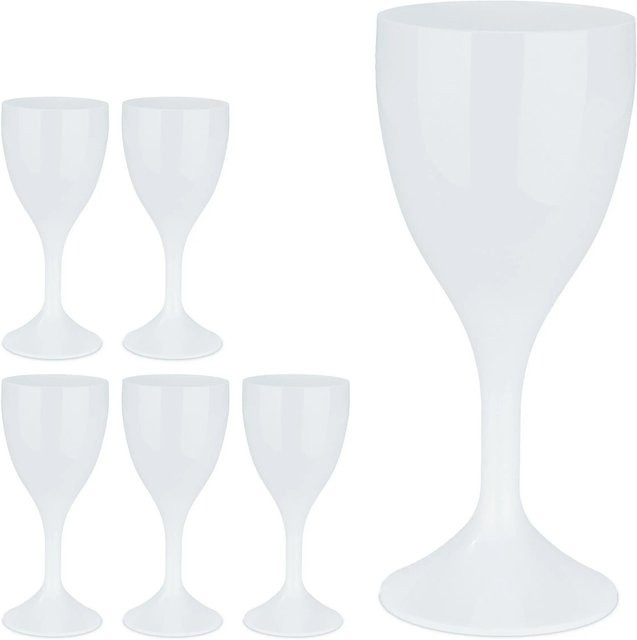 Relaxdays Weinglas Set 6er Set Weiß bruchsicher aus Kunststoff - Bild 1