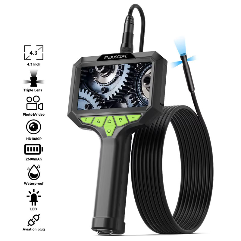 ENWOR Action Camera mit 4,3 Zoll IPS-Bildschirm, wasserdichte Videokamera für Kfz-Inspektionen mit Autofokus-Objektiv und LEDs, Schwarz - Bild 6