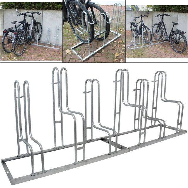TRUTZHOLM Fahrradständer für 6 Fahrräder aus Stahl in Silber, B: 210 cm, T: 75,5 cm - Bild 1