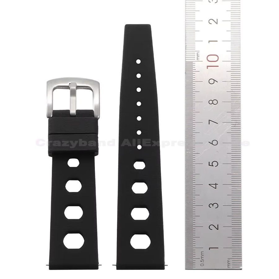 crazyband Uhrenarmband Kautschuk, Schwarz, Unisex, 20 mm, 22 mm - Bild 4