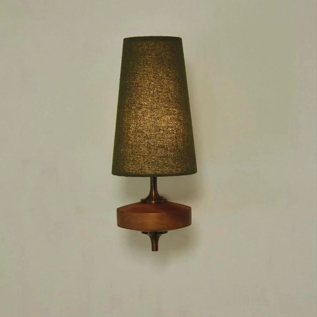 Ynhaw Wandlampe im orientalischen Vintage-Stil aus Massivholz und Stoff in Braun - Bild 1
