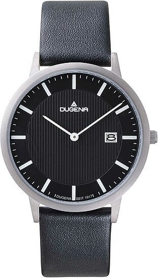 Dugena Armbanduhr, Quarz, Titan, Leder, Schwarz, Herren - Bild 1