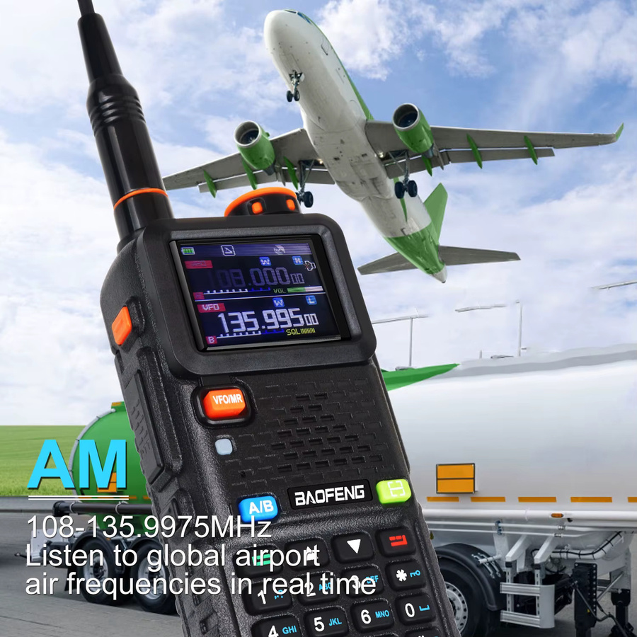 Baofeng 5RH PRO Walkie Talkie mit GPS, 1,77 Zoll Farbbildschirm, 7W Multiband, FM und Wetteralarm in Schwarz - Bild 6