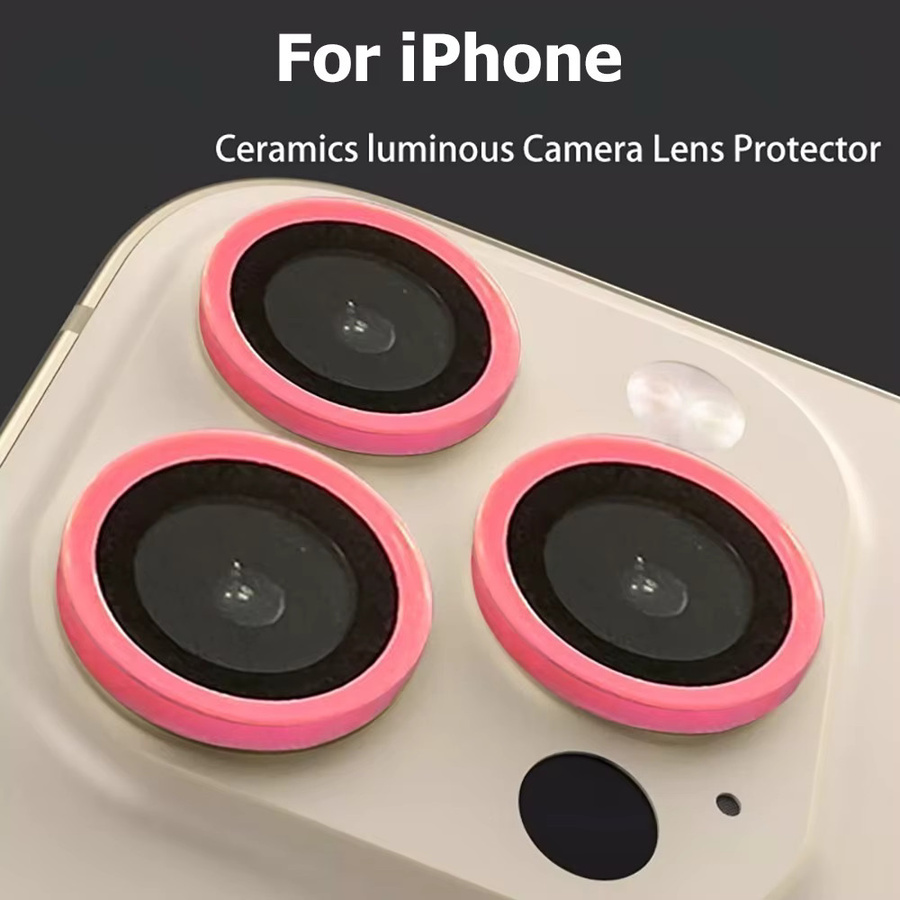 Leuchtende Keramik-Kameraschutzfolie aus gehärtetem Glas für Apple iPhone 12 13 14 15 16 Pro Max Plus Mini in Multicolour, 2-3 Stück - Bild 2