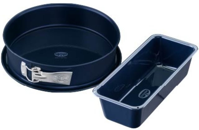 Dr. Oetker Backformen-Set Back-Liebe aus Emaille, 2-teilig, Blau, Kastenform und Rundform mit Antihaftbeschichtung - Bild 1