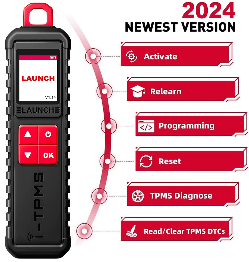 LAUNCH X431 i-TPMS Reifendruck-Diagnosegerät mit aktiver Programmierungsfunktion, 315/433 MHz RF-Sensor, Schwarz - Bild 2