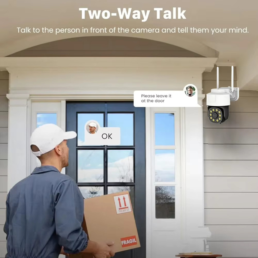 Tuya Smart 5MP HD IP PTZ WLAN Überwachungskamera für Außenbereich mit Auto-Tracking und Menschenerkennung, Weiß - Bild 4