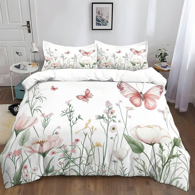 Bettwäscheset JMG Household Supplies mit Fantasy-Schmetterling Aquarell-Design aus Mikrofaser, 3-teilig, Weiß, B/H: 260 x 240 cm - Bild 1