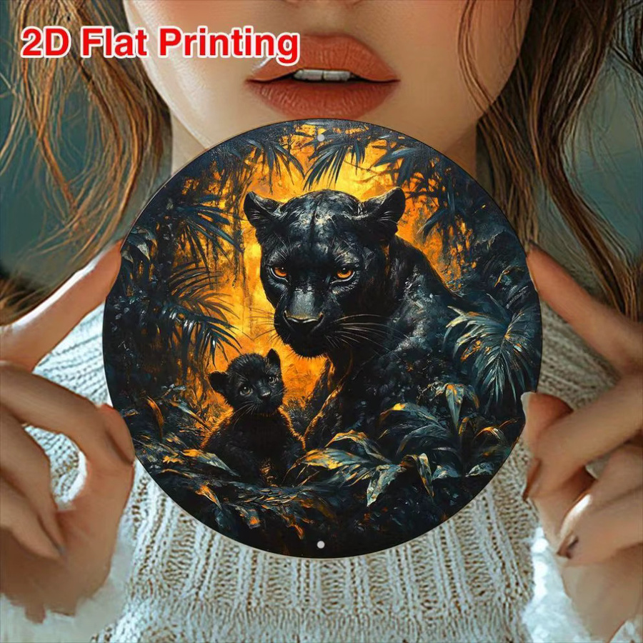 Rundes Aluminium Wandschild CIFBUY mit schwarzem Pantherjunges im Dschungel-Design, Durchmesser: 20,32 cm - Bild 6