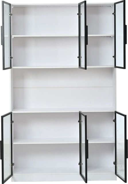 okwish Vitrine mit LED-Beleuchtung und Glastüren in Weiß, B/T/H: 120 x 34 x 200 cm - Bild 1