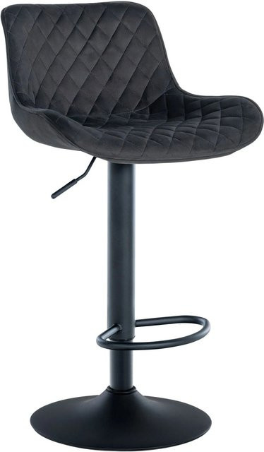 DELUKE Barhocker POVAN Barstuhl aus Samt in Schwarz mit Lehne und 360 Grad Drehsitz B/T/H: 48 x 54 x 81 cm - Bild 1