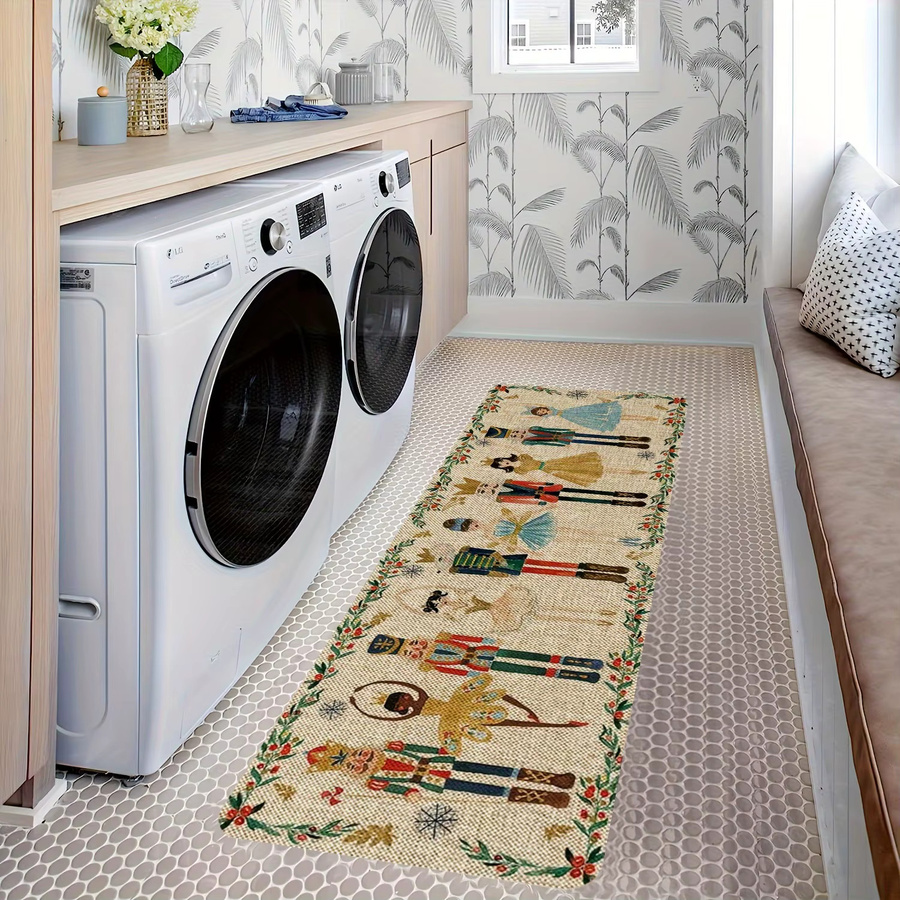 VIKAMA Festliche Bodenmatte mit Nussknacker-Motiv aus Polyester in Multicolour, maschinenwaschbarer Flanell-Teppich für Küche und Flur, B/T/H: 40 x 40 x 40 cm - Bild 2