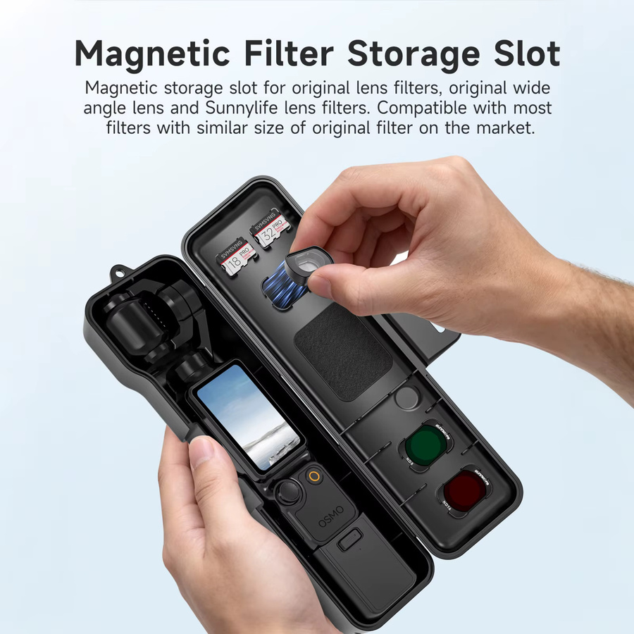 Schutzhülle und Aufbewahrungstasche für DJI OSMO Pocket 3 und 4 mit Filterschlitzen und Trageband - Bild 2