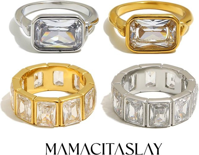 MamacitaSlay Ring Edelstahl, Gold, Zirkonia, Damen - Bild 1